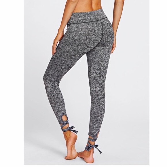 Pants - Gray Lace Up Hem Knit Leggings size medium